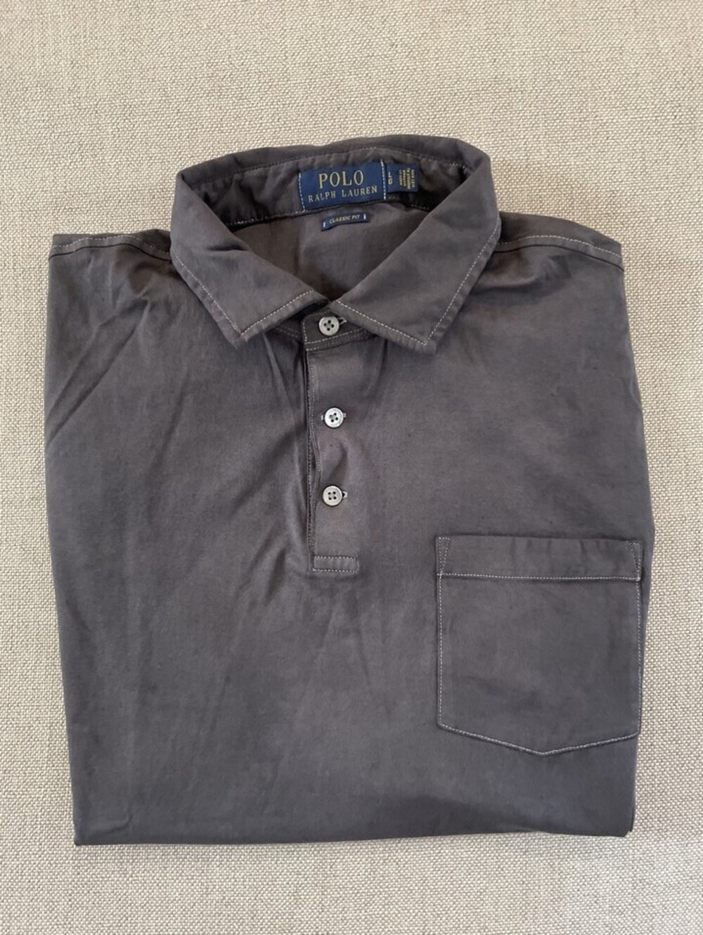 Polo Ralph Lauren Shirt Gray Button Cuff L